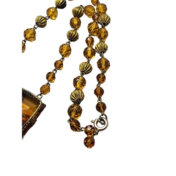 Antique Art Deco Czech Glass Dangle Pendant Necklace (A1673) - Picture 6 of 8